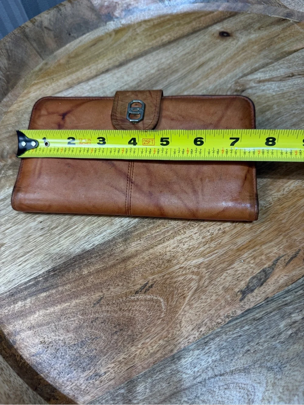 Vintage Leather Wallet Baronet Cognac Kiss Lock Organizer